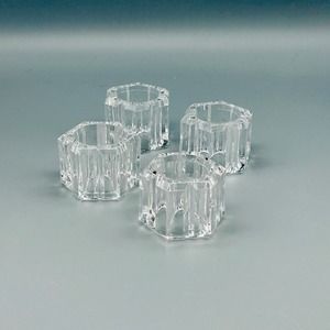MCM Hexagon Acrylic Clear Cut Napkin Rings 4 Piece